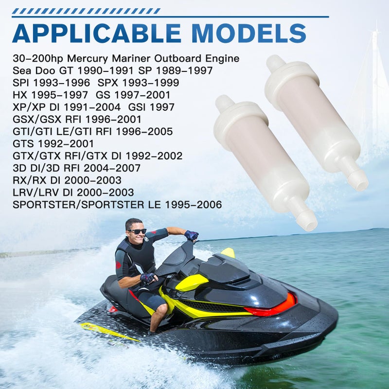 LOCOPOW 5/16 Inline Fuel Filter for Mercury 35-816296-4 816296Q2 Quick Silver Polaris 2530008 Sea Doo 275000051 275000262 Sierra 18-7830 0398327 30-200hp Marine Boat Small Iline 2Pcs - Image 5